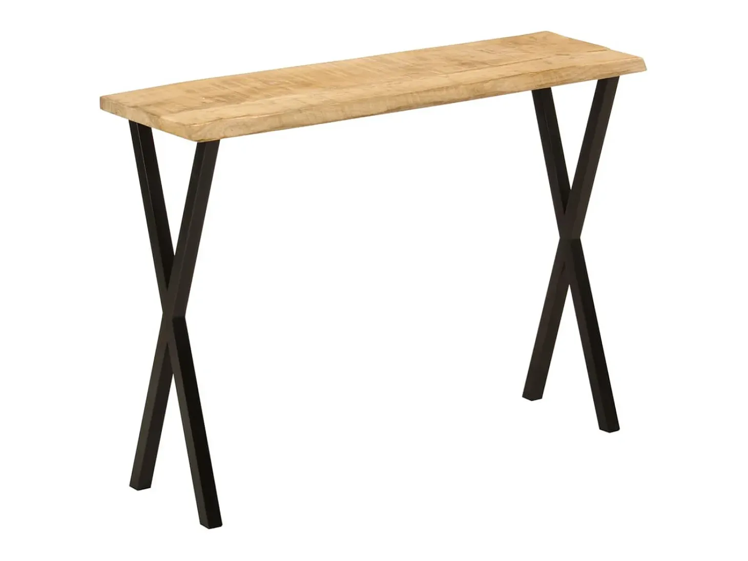 Mesa consola con borde natural madera maciza mango 105x33x76 cm