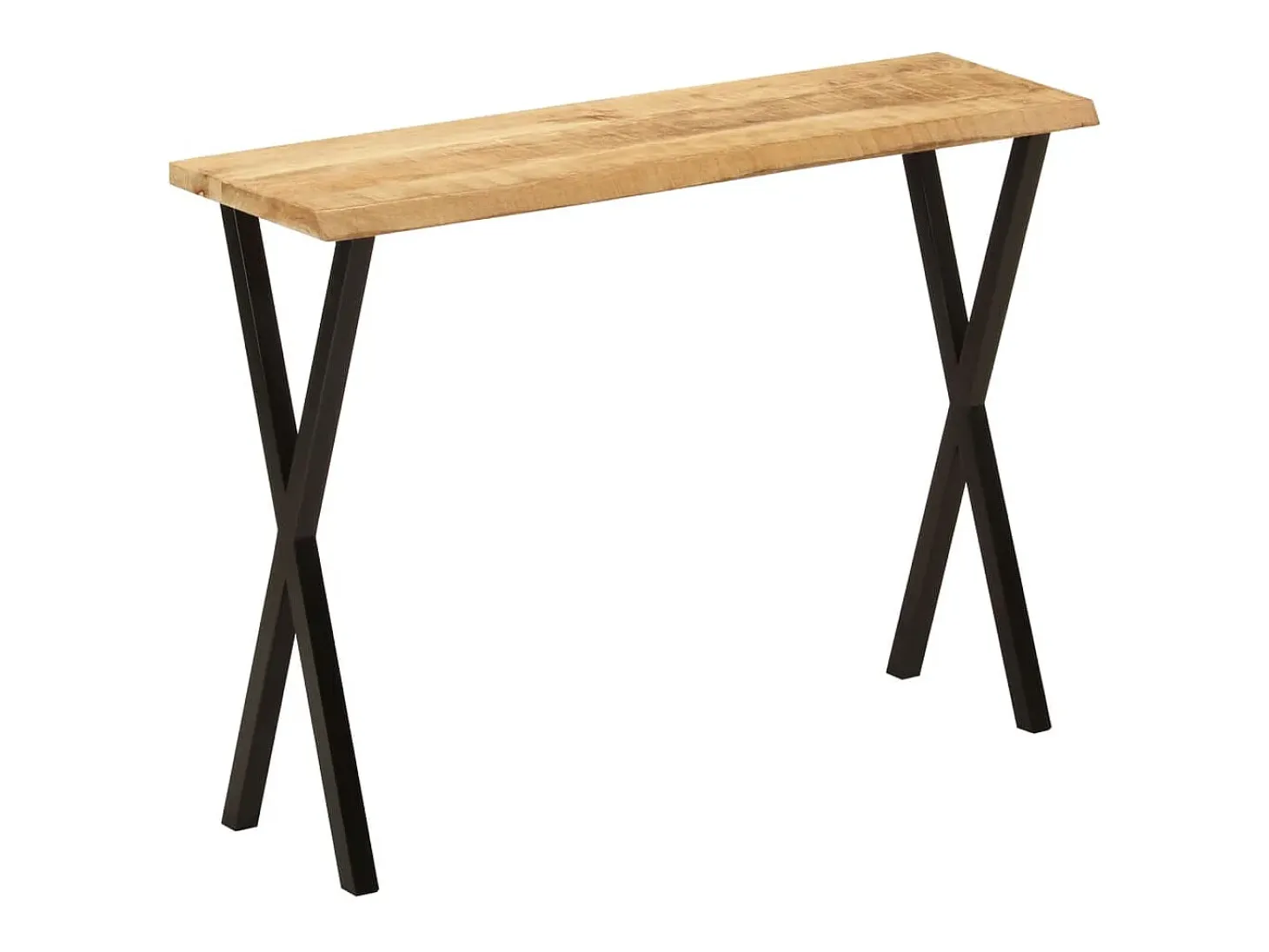 Mesa consola con borde natural madera maciza mango 105x33x76 cm