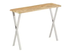 Mesa consola con borde natural madera mango maciza 105x33x76 cm