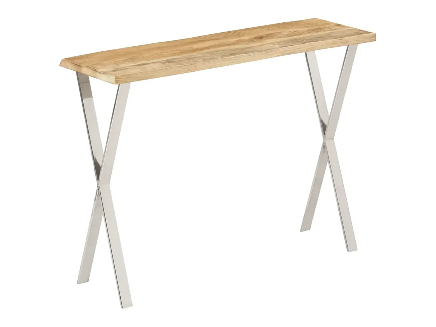 Mesa consola con borde natural madera mango maciza 105x33x76 cm