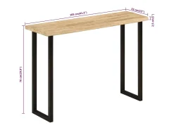 Mesa consola con borde natural madera mango maciza 105x33x76 cm