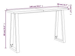 Mesa consola con borde vivo madera maciza acacia 140x40x80 cm
