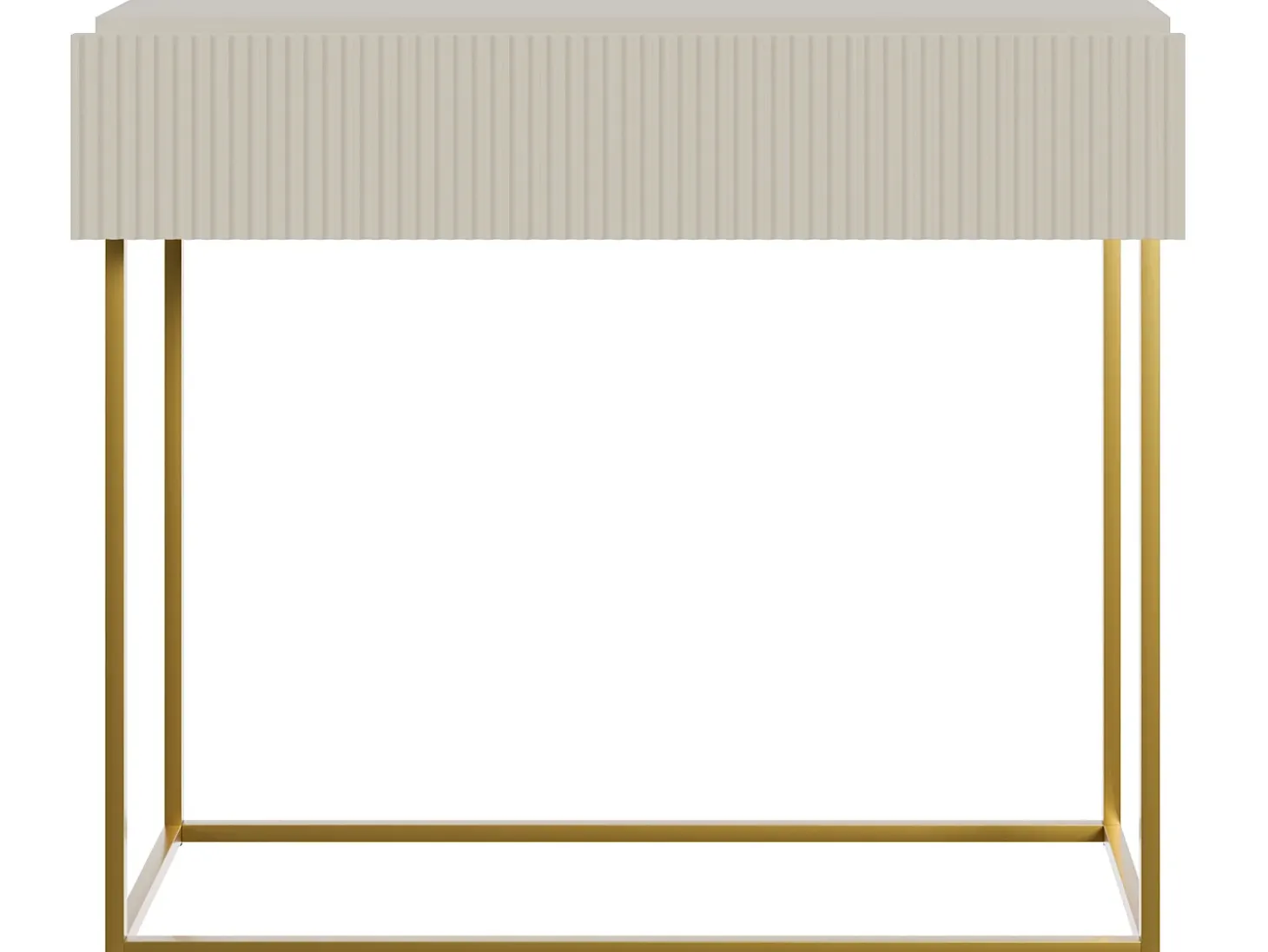 Mesa consola con cajón - 90 cm - taupe (gris-beige) con patas de metal dorado - VELDIO