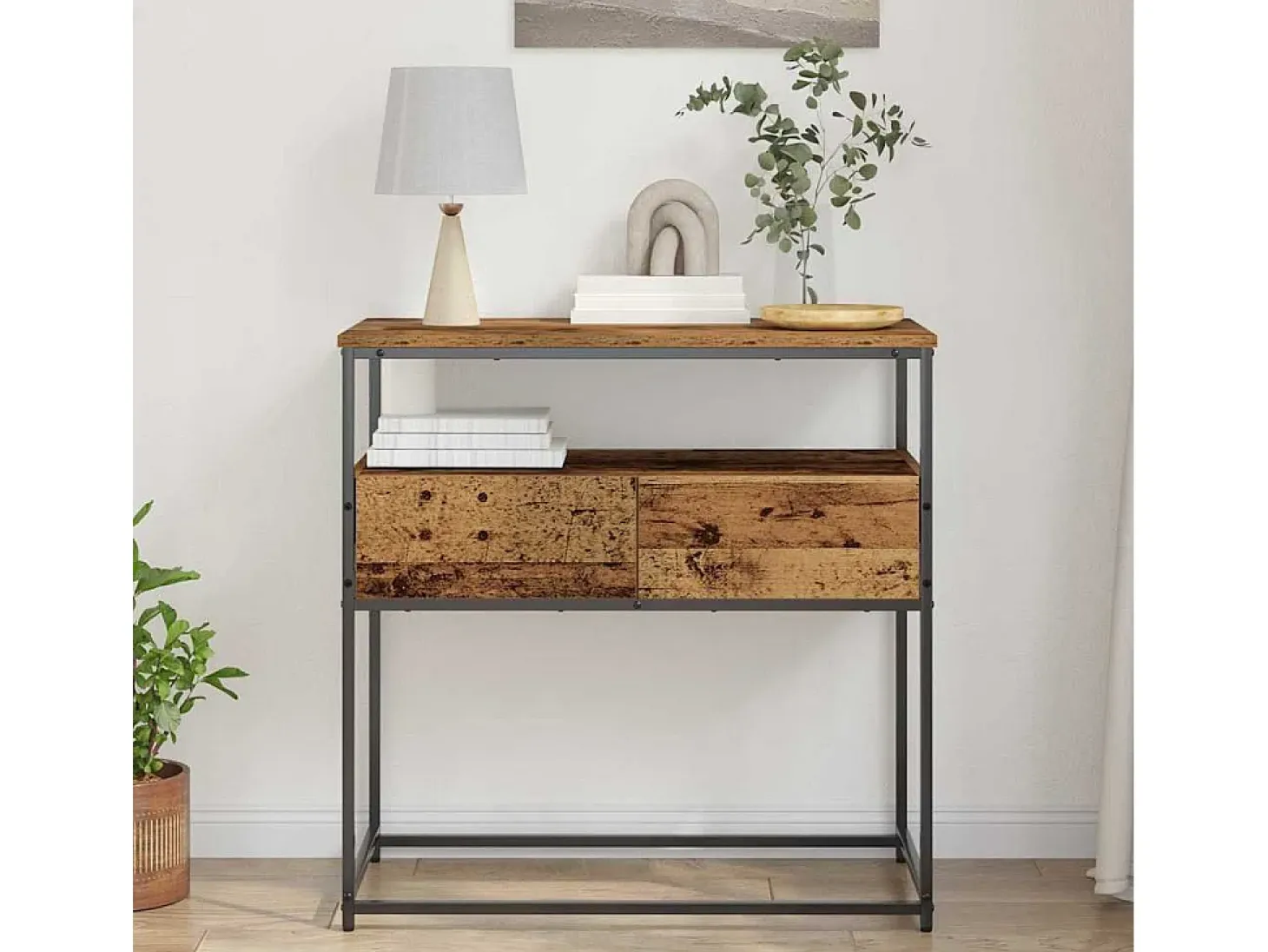 Mesa Consola con cajón con estante Madera Vieja 75 x 40 x 75 cm