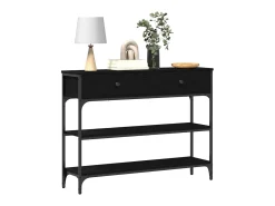 Mesa Consola con cajón con estante Roble negro 100 x 25 x 75 cm