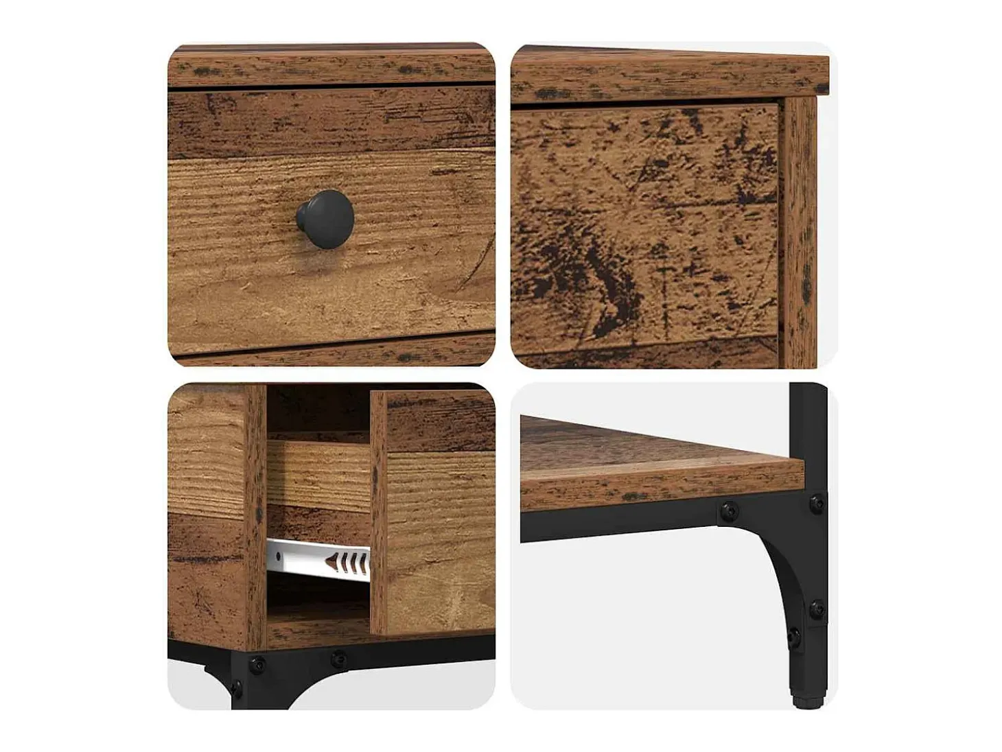 Mesa Consola con cajón Madera vieja 75 x 34.5 x 75 cm