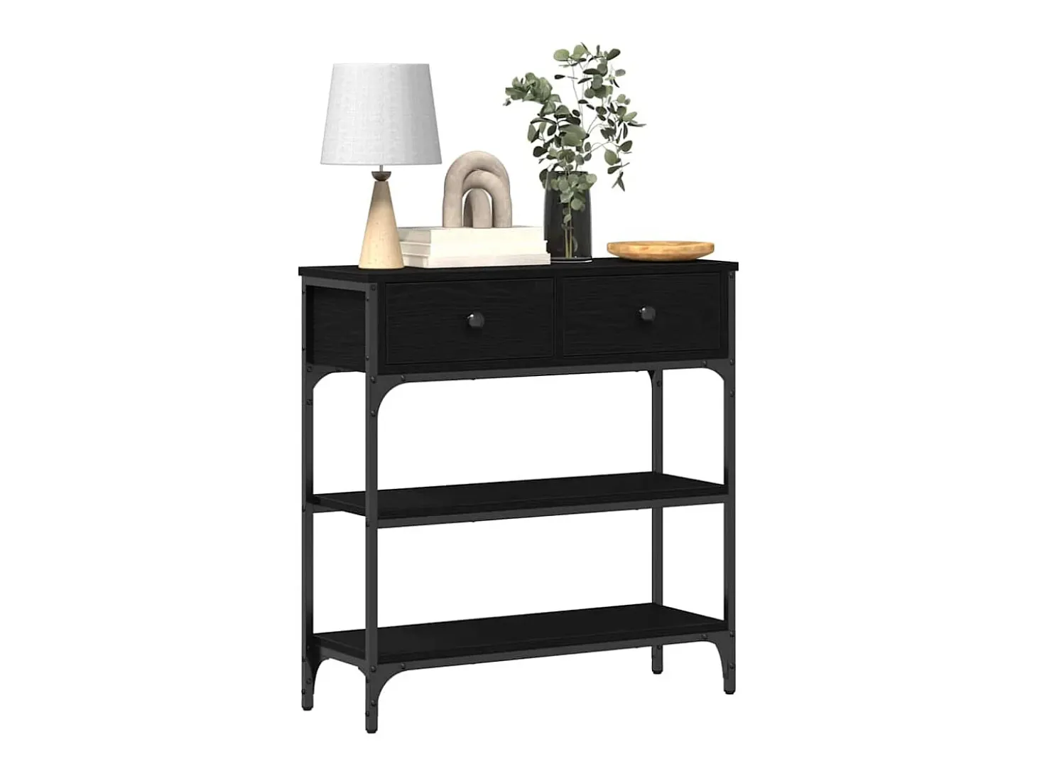 Mesa Consola con cajón Roble negro 72.5 x 25 x 75 cm