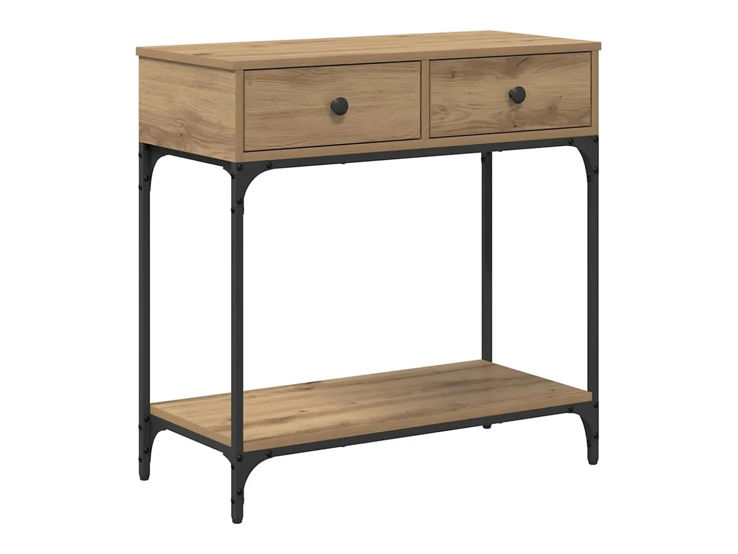 Mesa Consola con cajón Roble artisan 75 x 34.5 x 75 cm