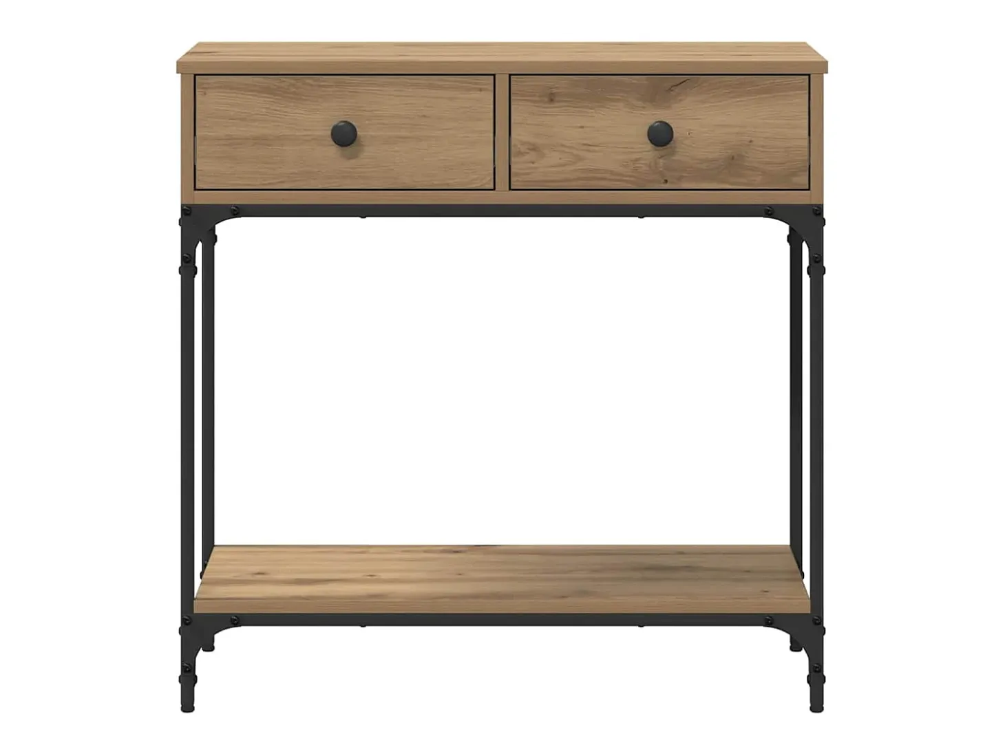 Mesa Consola con cajón Roble artisan 75 x 34.5 x 75 cm