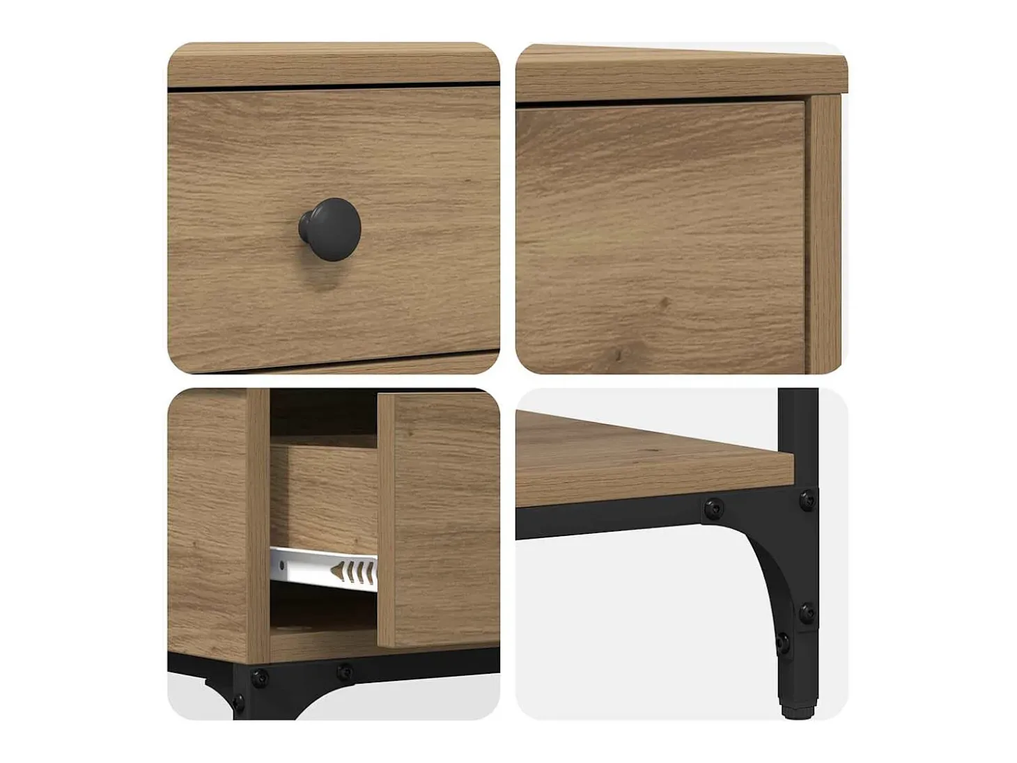 Mesa Consola con cajón Roble artisan 75 x 34.5 x 75 cm
