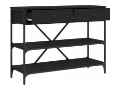 Mesa consola con cajones y estantes madera de ingeniería negro