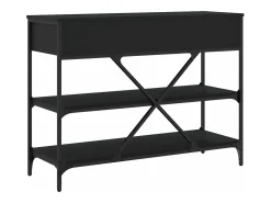 Mesa consola con cajones y estantes madera de ingeniería negro