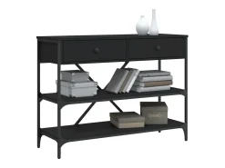 Mesa consola con cajones y estantes de madera de ingeniería negra