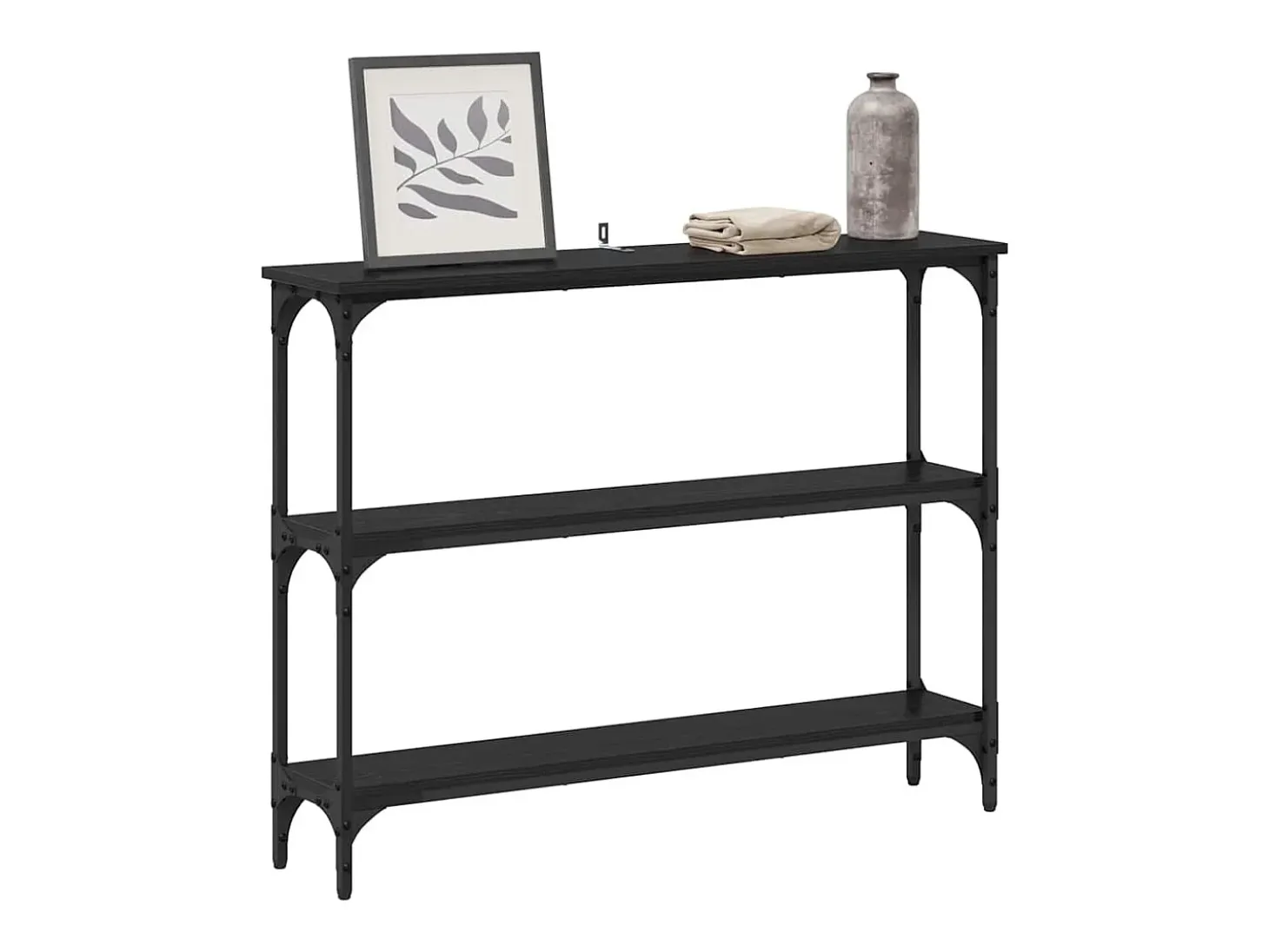 Mesa Consola con estante Roble negro 100 x 22.5 x 75 cm