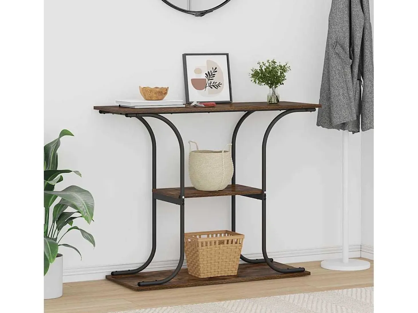 Mesa Consola con estante Roble ahumado 101 x 35 x 80.5 cm