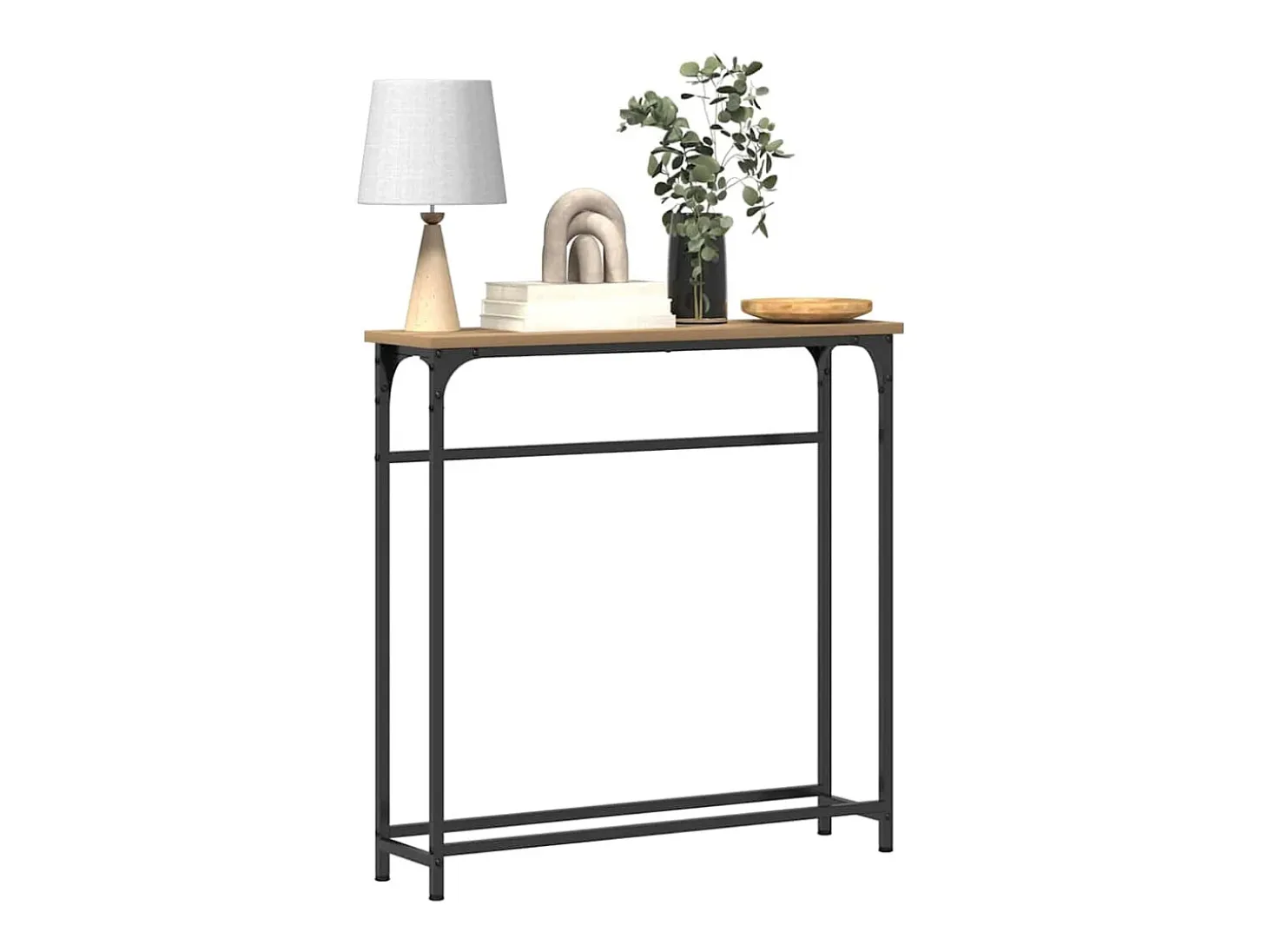 Mesa Consola con estante Roble artisan 75 x 19.5 x 75 cm