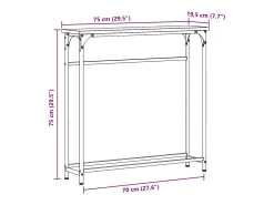 Mesa Consola con estante Roble artisan 75 x 19.5 x 75 cm