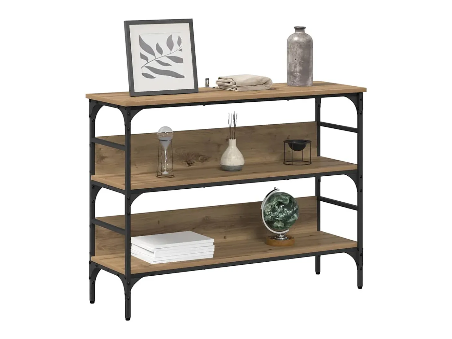 Mesa Consola con estante Roble artisan 100 x 32 x 75 cm