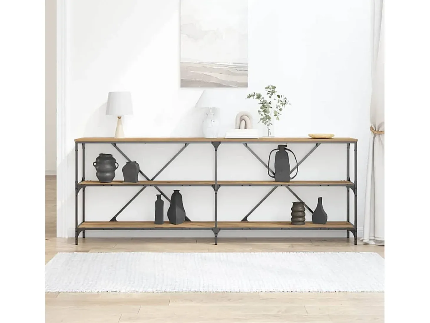 Mesa Consola con estante Otro Roble artisan 180 x 30 x 75 cm