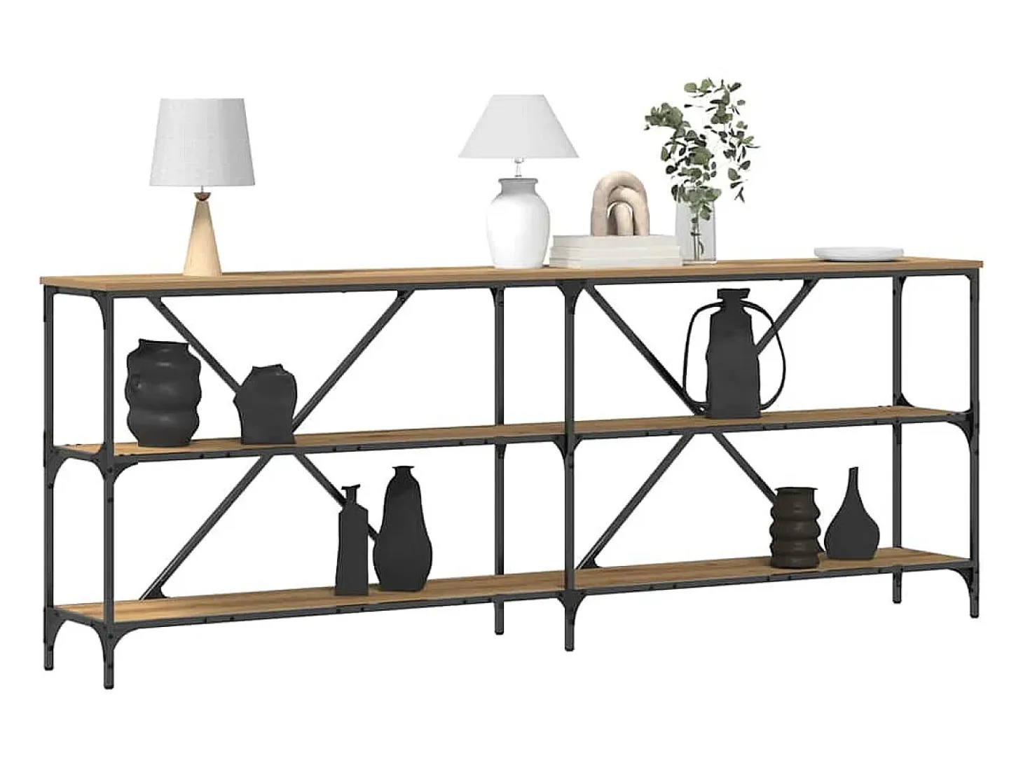 Mesa Consola con estante Otro Roble artisan 180 x 30 x 75 cm