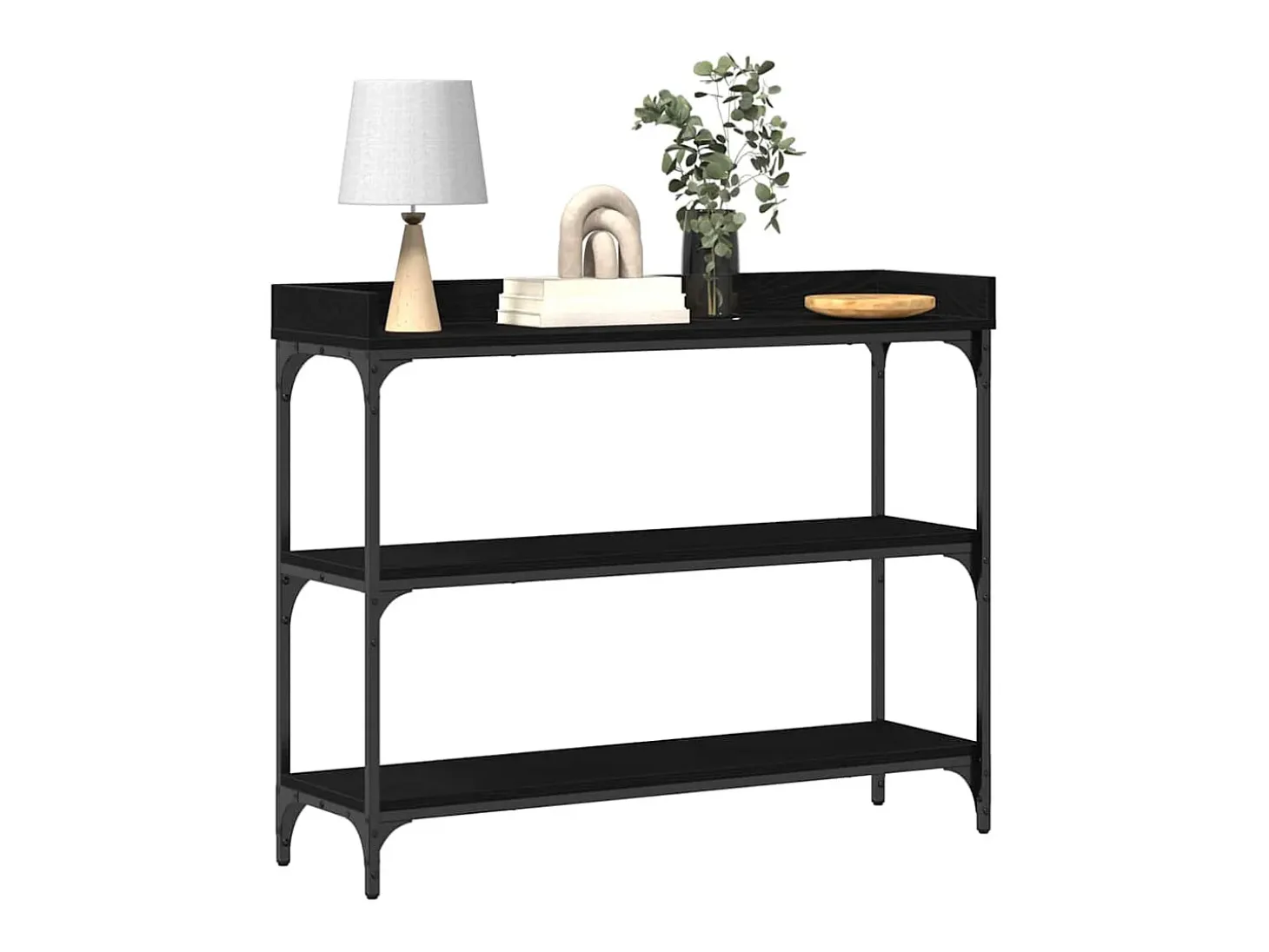 Mesa Consola con estante Roble negro 100 x 30 x 80 cm