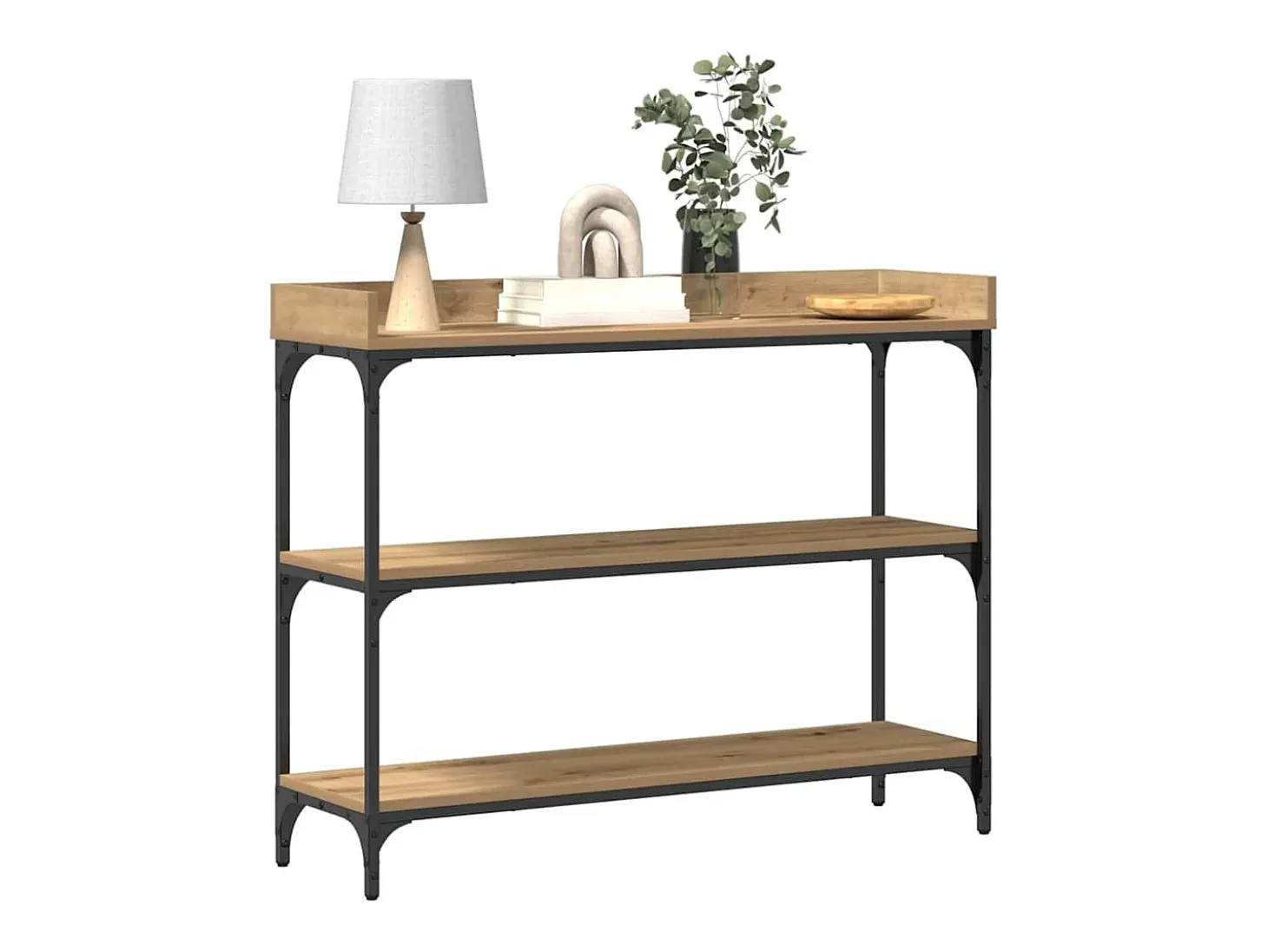 Mesa Consola con estante Roble artisan 100 x 30 x 80 cm