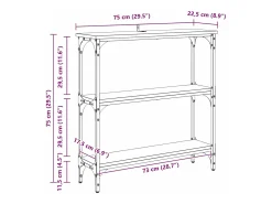 Mesa Consola con estante Madera vieja 75 x 22.5 x 75 cm