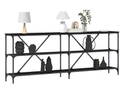 Mesa Consola con estante Otro Roble negro 180 x 30 x 75 cm