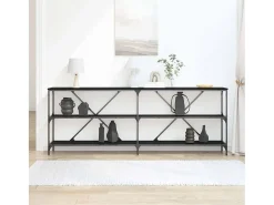 Mesa Consola con estante Otro Roble negro 180 x 30 x 75 cm