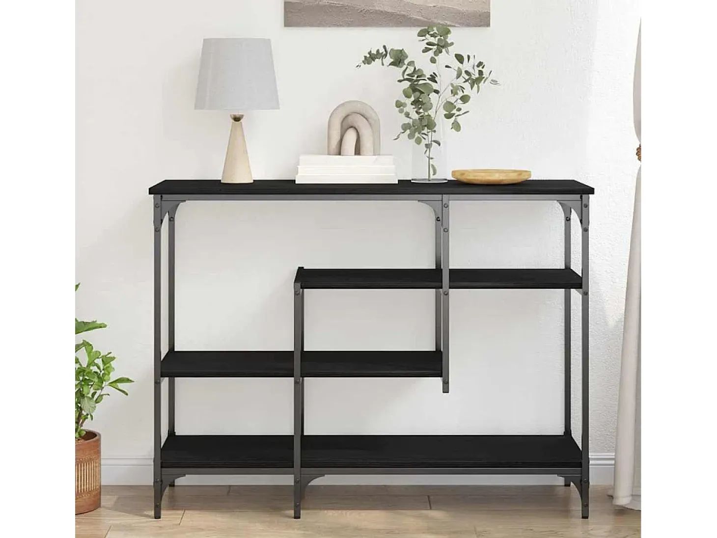 Mesa Consola con estante Roble negro 100 x 35 x 75 cm
