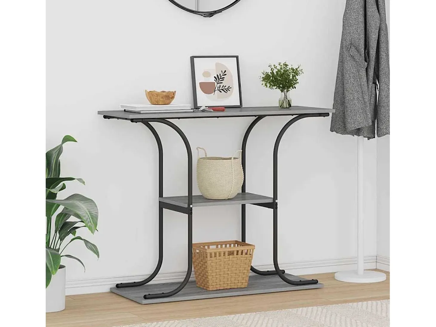 Mesa Consola con estante Gris sonoma 101 x 35 x 80.5 cm