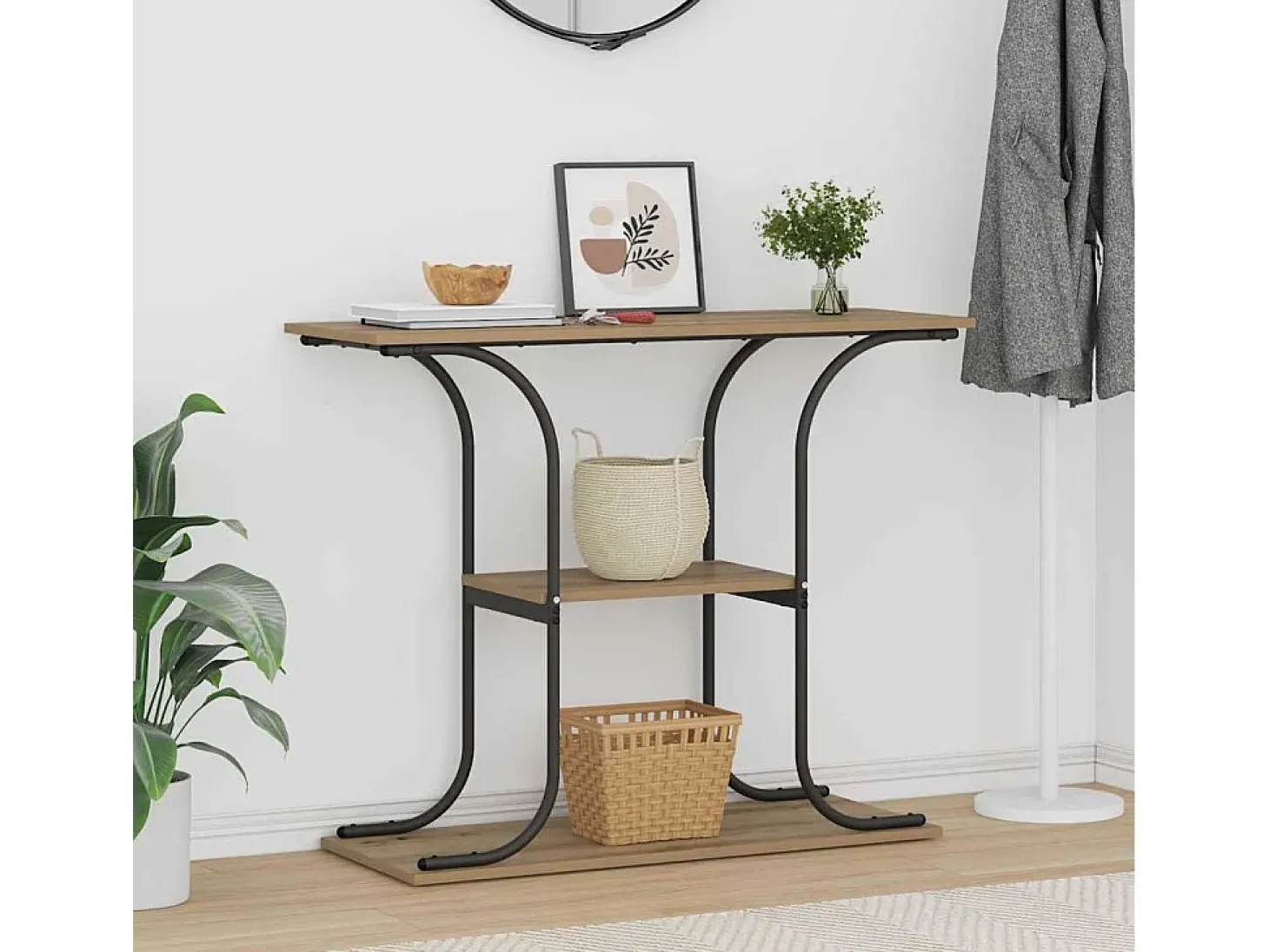 Mesa Consola con estante Roble artisan 101 x 35 x 80.5 cm