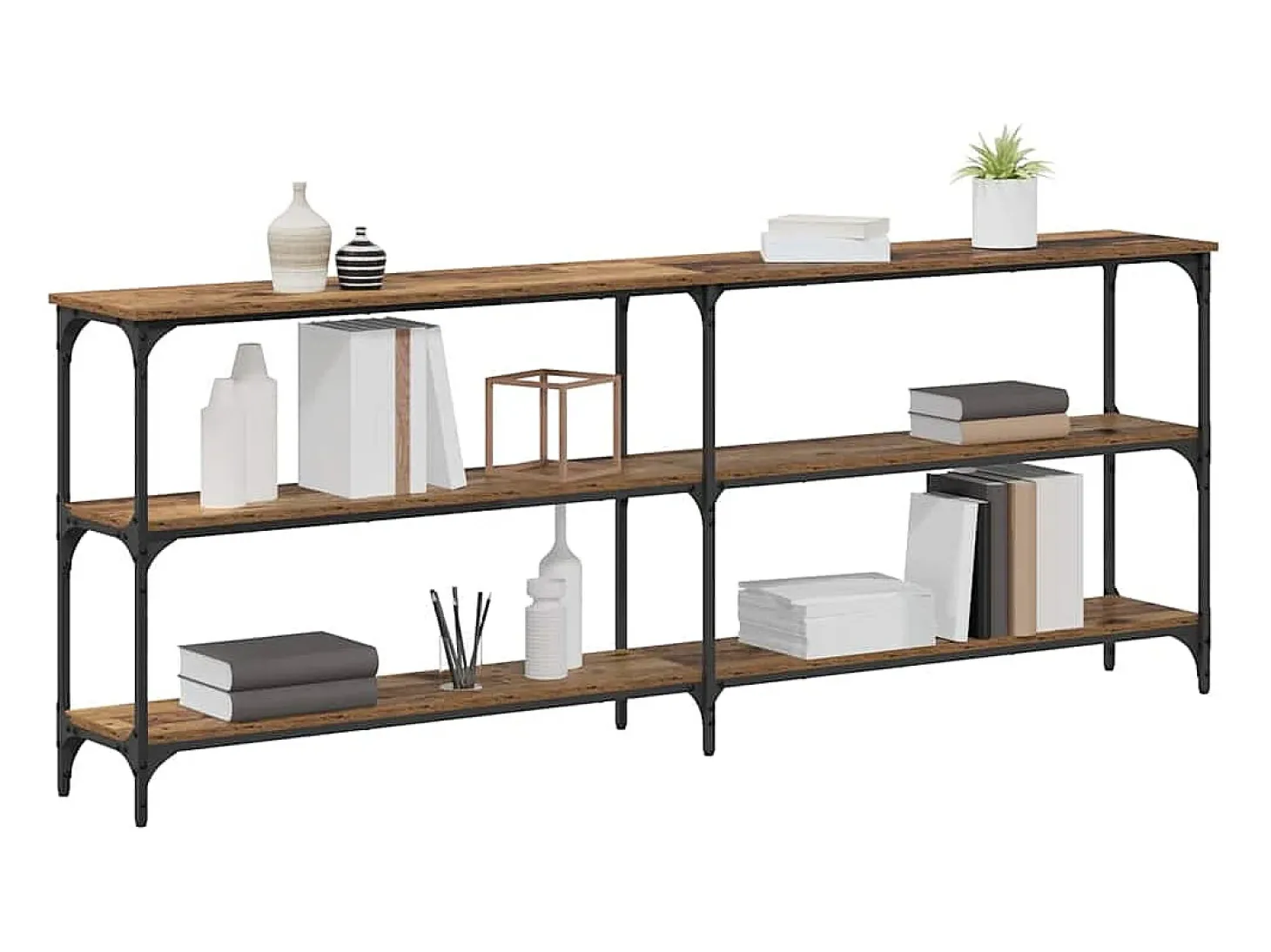 Mesa Consola con estante Madera Vieja 200 x 29 x 75 cm