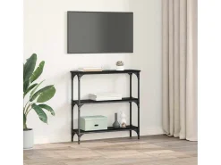 Mesa Consola con estante Roble negro 75 x 22.5 x 75 cm