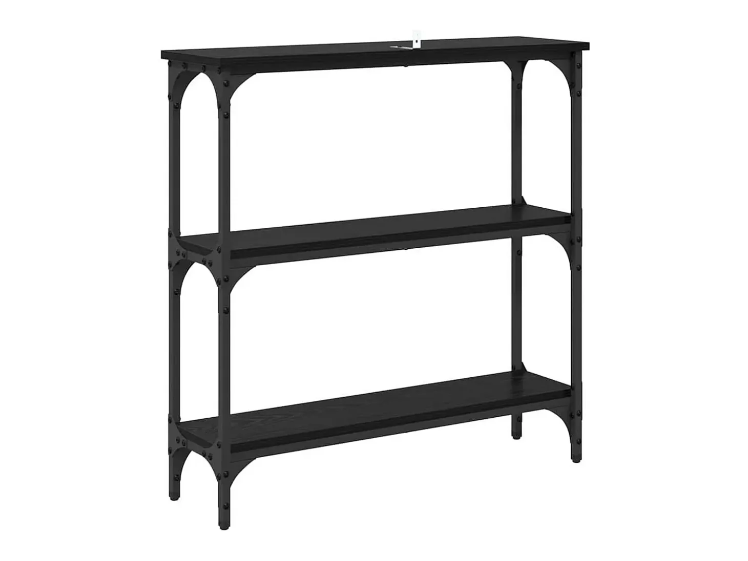 Mesa Consola con estante Roble negro 75 x 22.5 x 75 cm