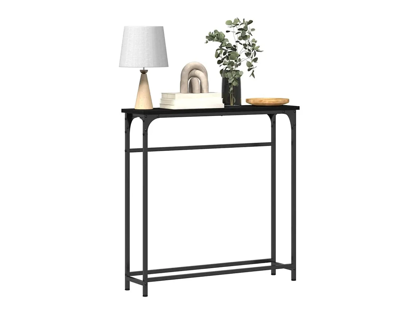 Mesa Consola con estante Roble negro 75 x 19.5 x 75 cm