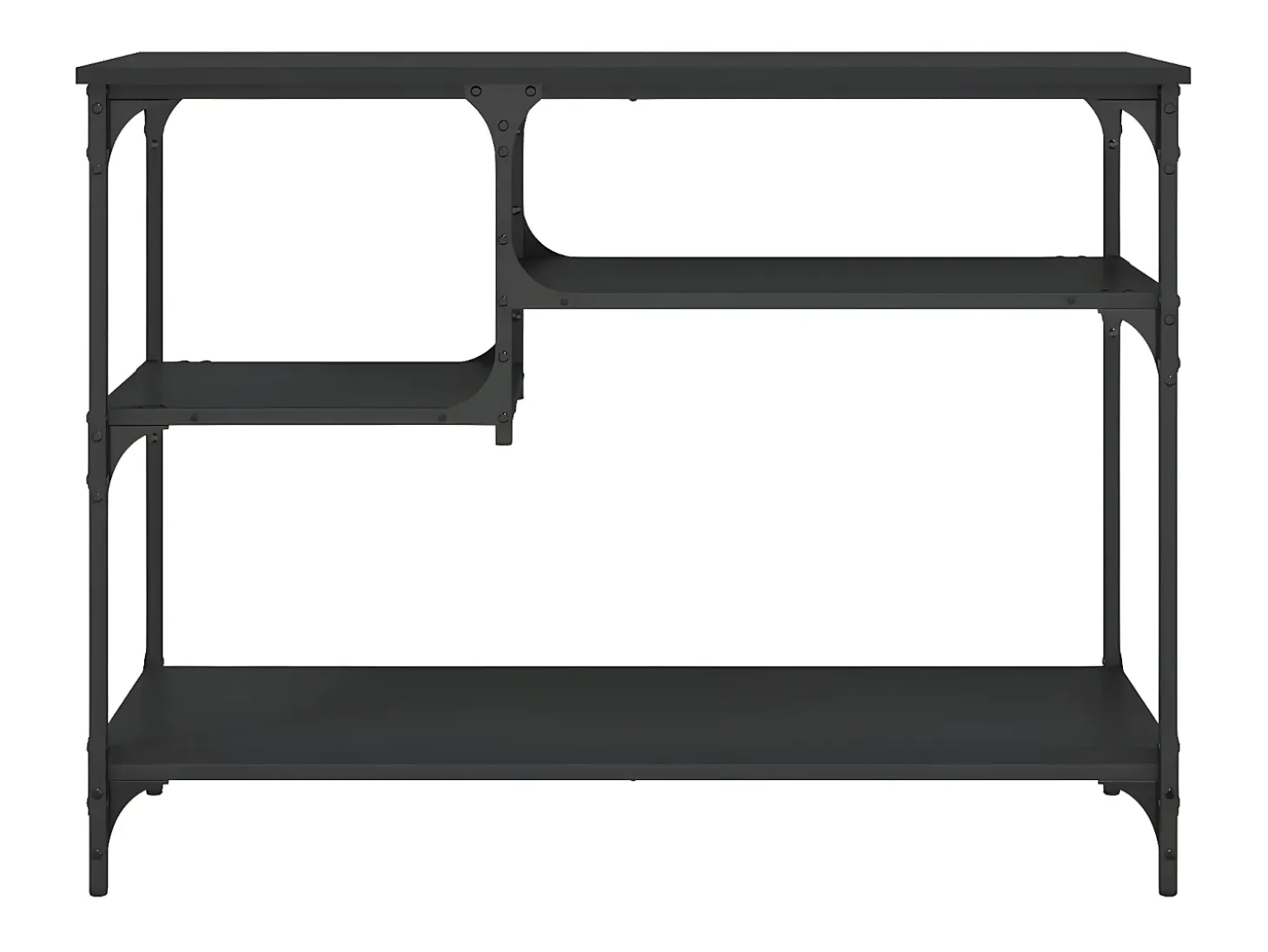 Mesa consola con estantes negro 100x35x75 cm ES303712