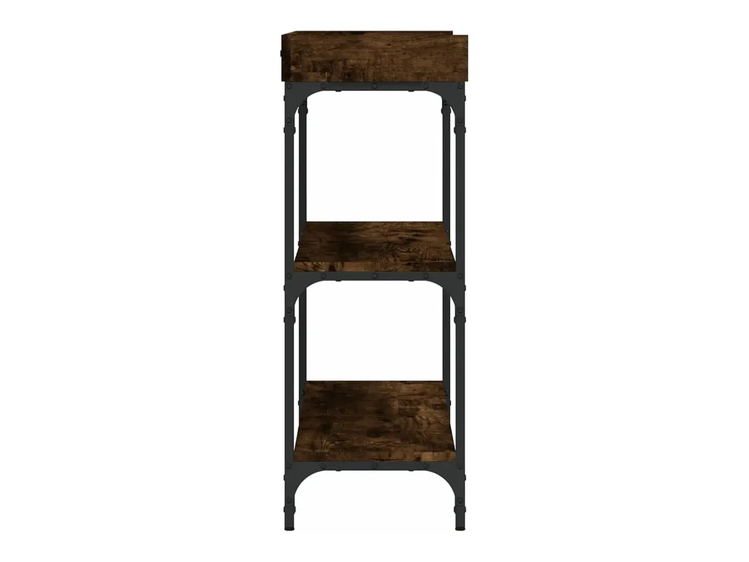 Mesa consola con estantes roble ahumado 100x30x80 cm ES364864