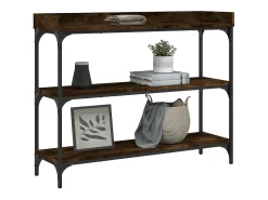 Mesa consola con estantes roble ahumado 100x30x80 cm ES364864
