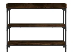 Mesa consola con estantes roble ahumado 100x30x80 cm ES364864