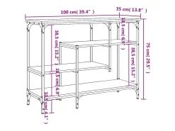 Mesa consola con estantes roble Sonoma 100x35x75 cm