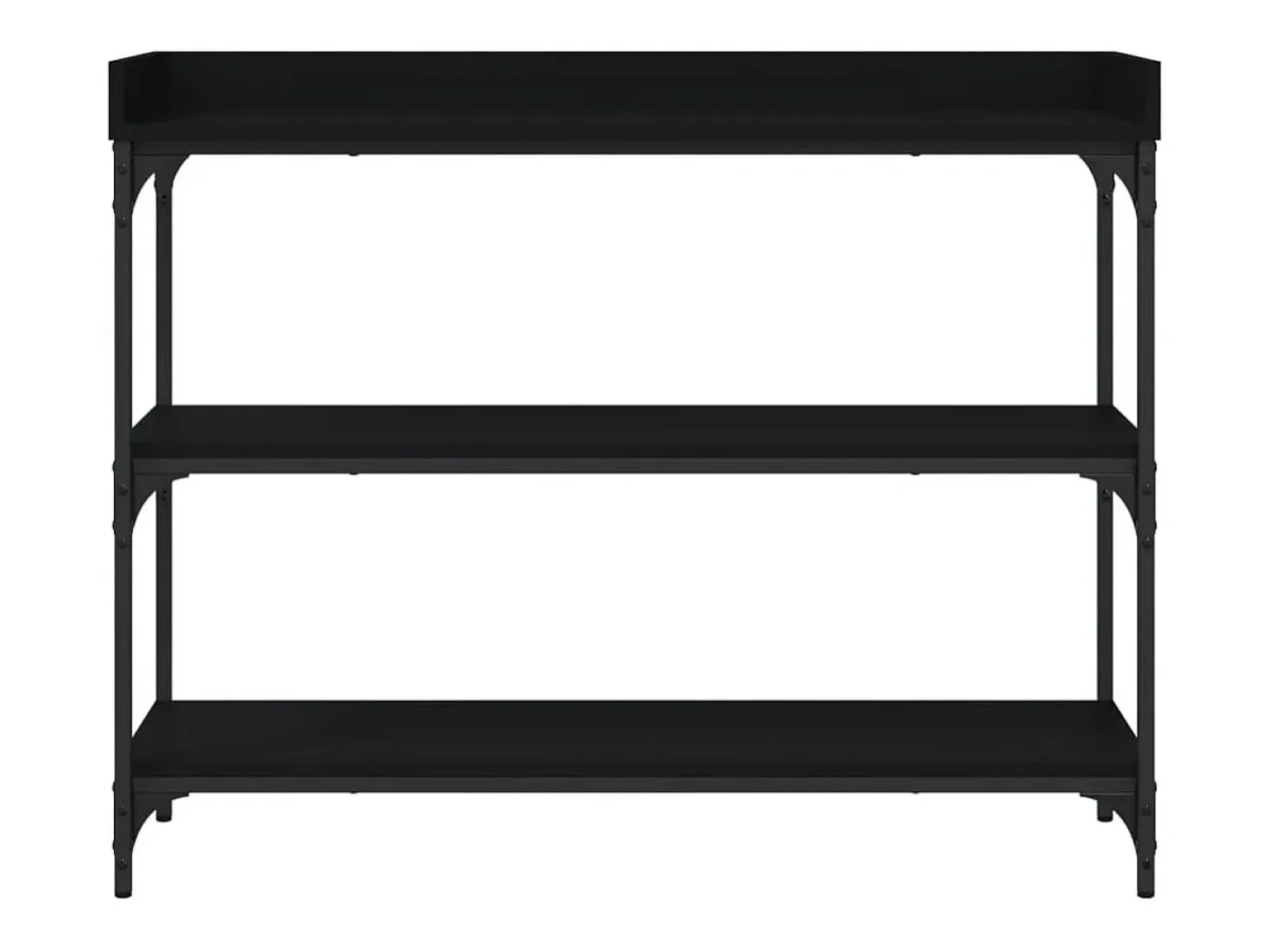Mesa consola con estantes negro 100x30x80 cm