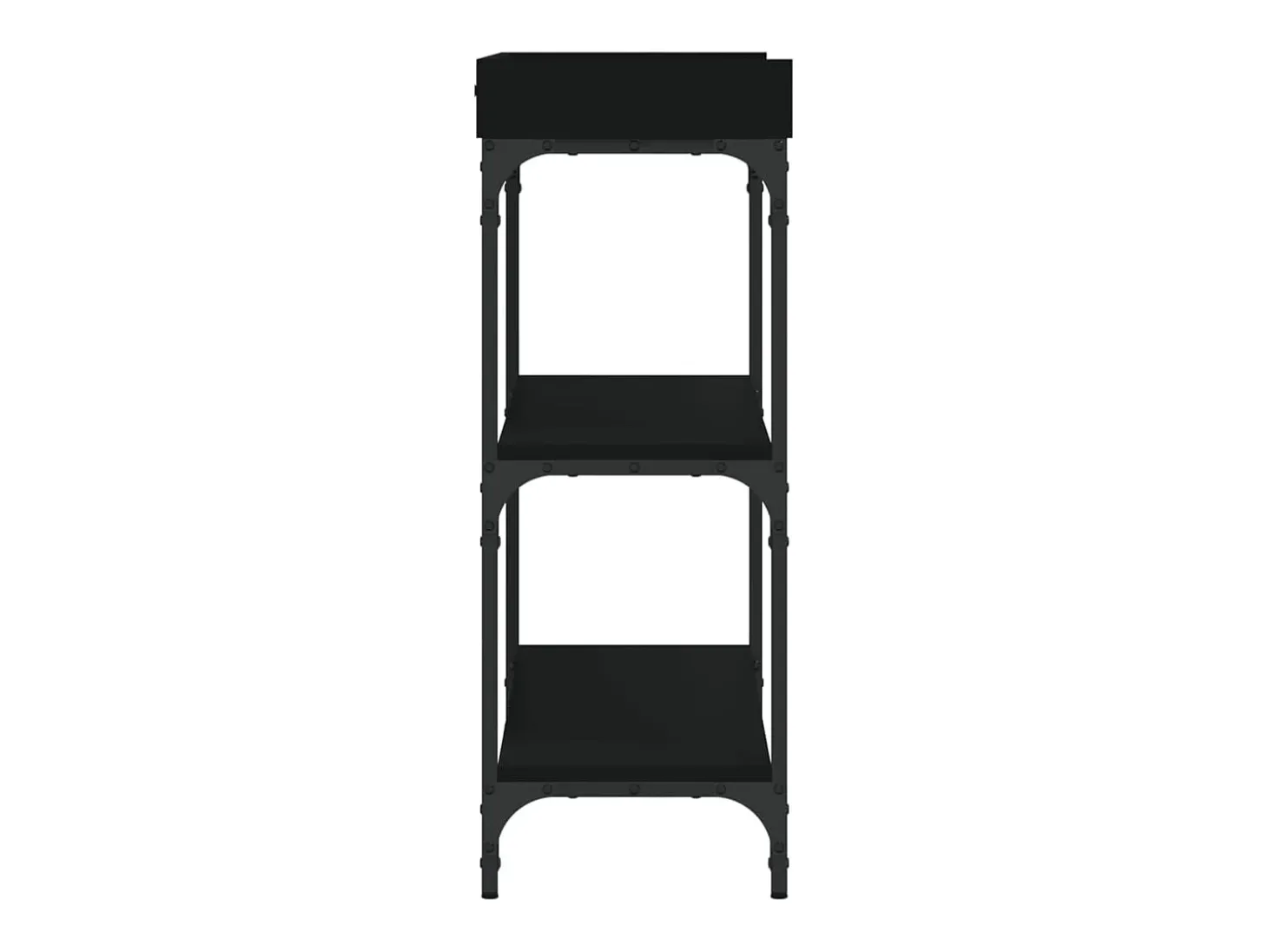 Mesa consola con estantes negro 100x30x80 cm
