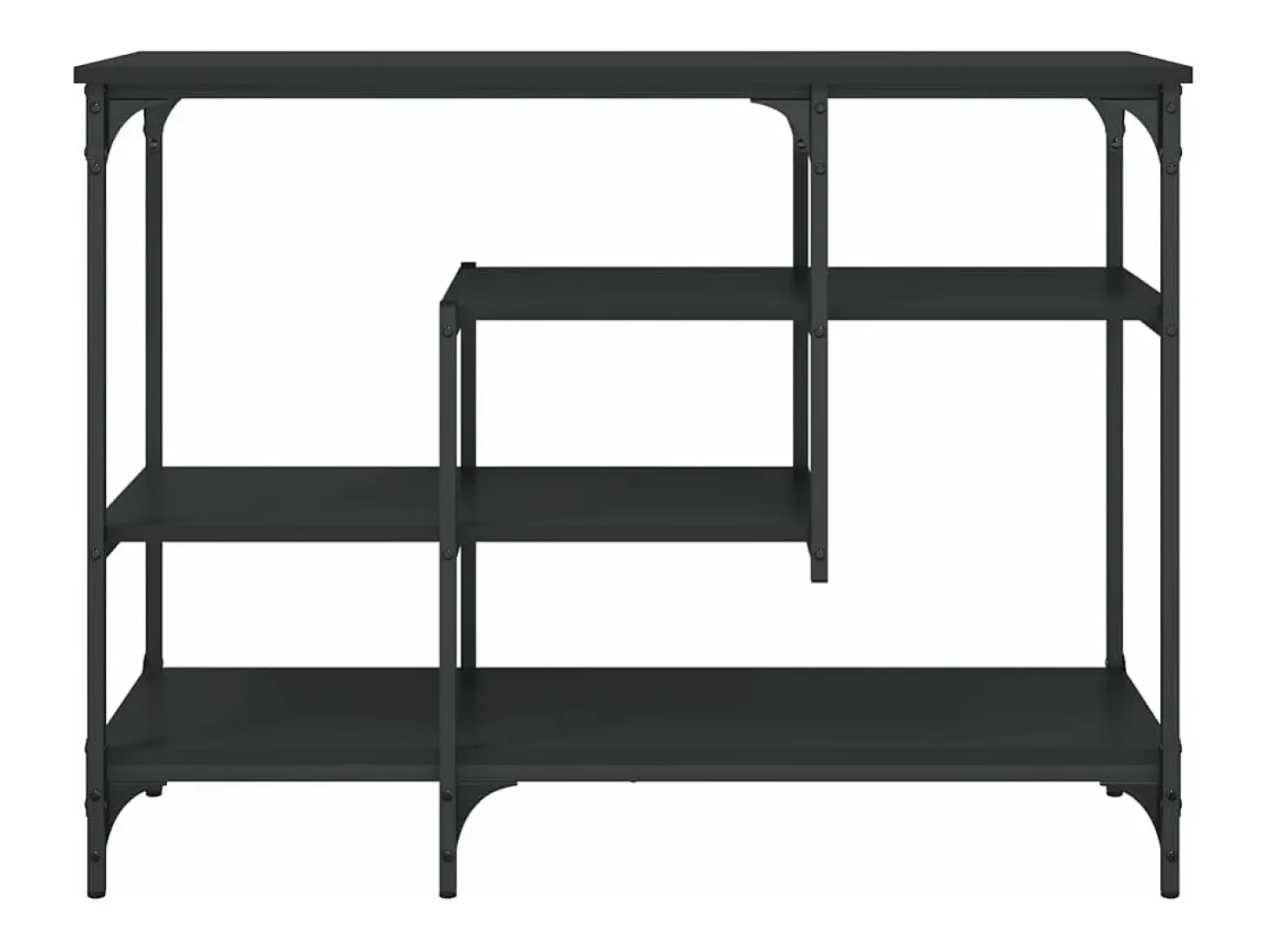 Mesa consola con estantes negro 100x35x75 cm