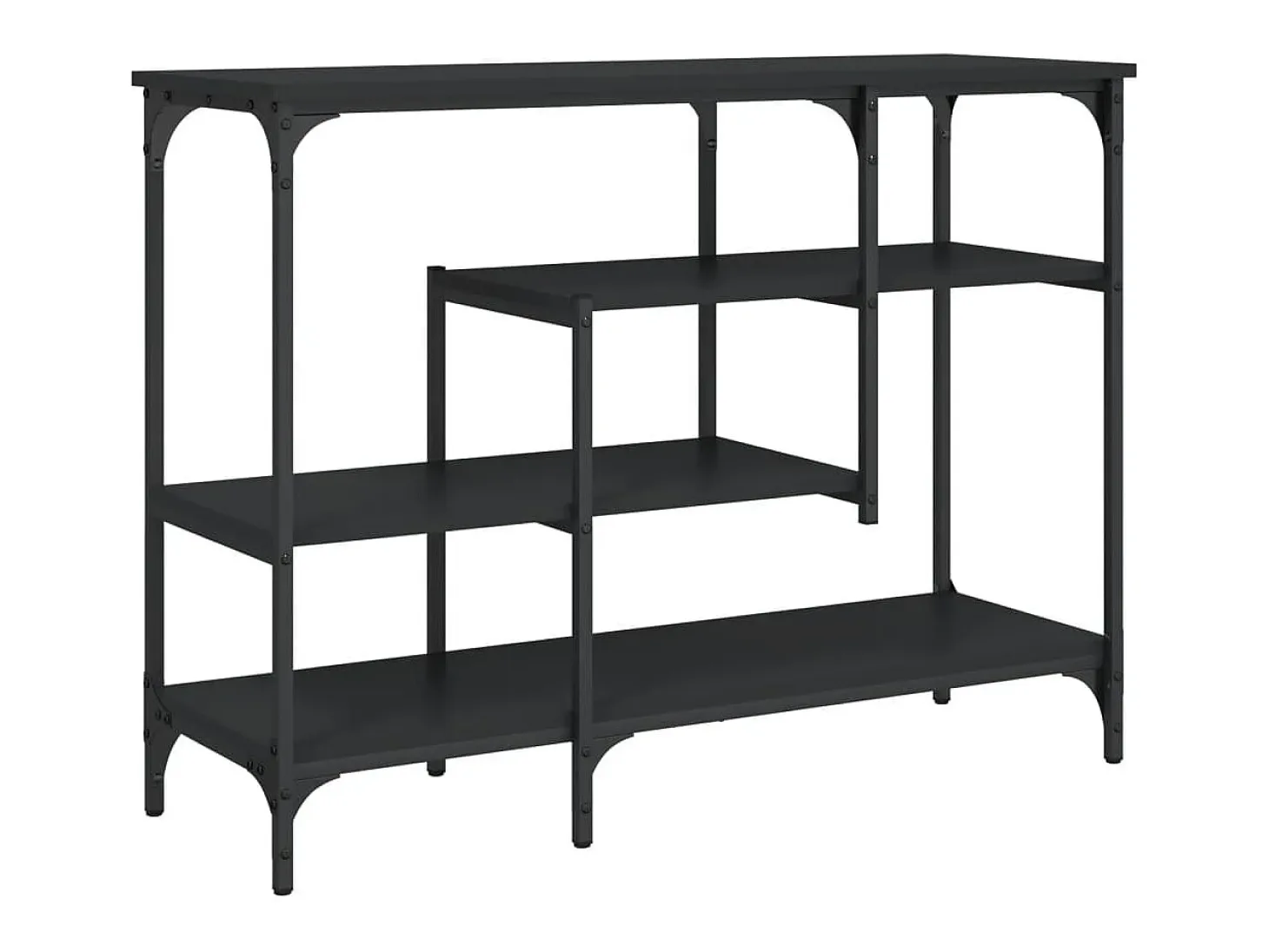 Mesa consola con estantes negro 100x35x75 cm