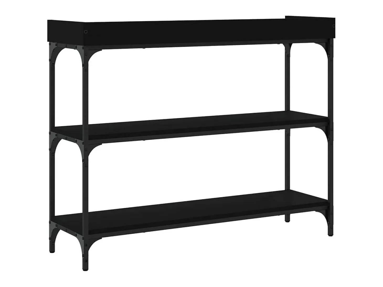 Mesa consola con estantes negro 100x30x80 cm