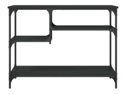 Mesa consola con estantes negro 100x35x75 cm