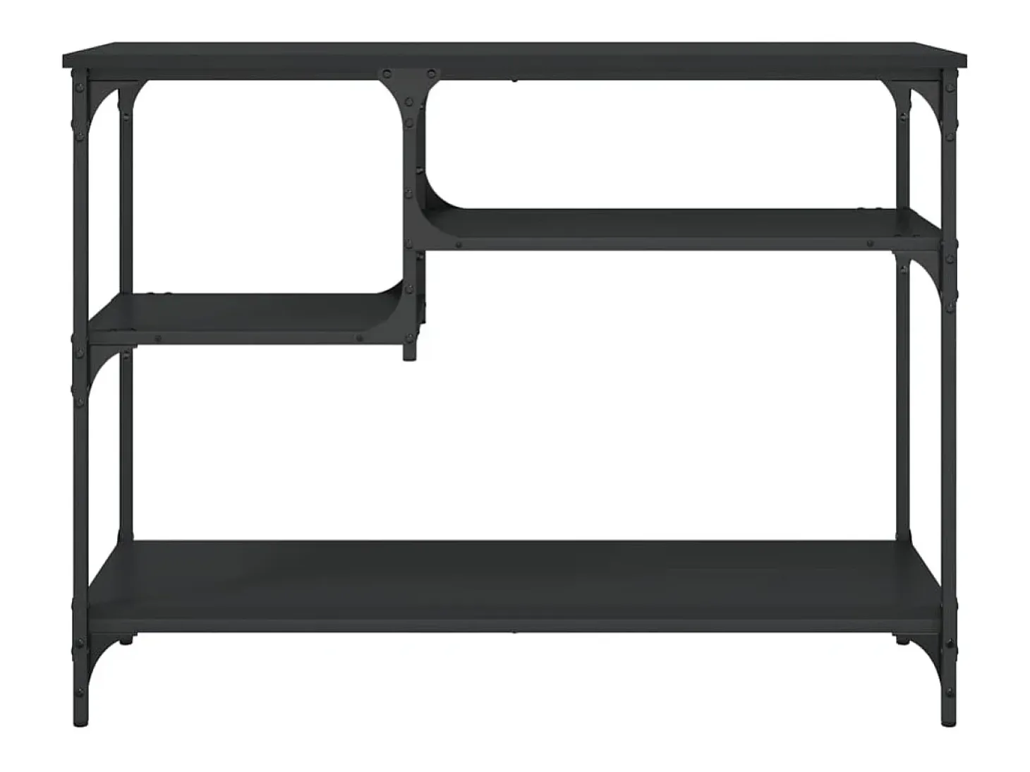 Mesa consola con estantes negro 100x35x75 cm