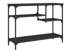 Mesa consola con estantes negro 100x35x75 cm