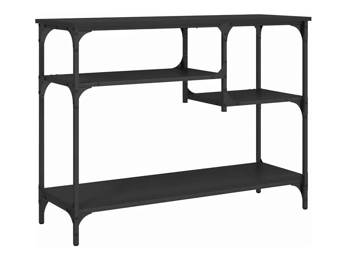 Mesa consola con estantes negro 100x35x75 cm